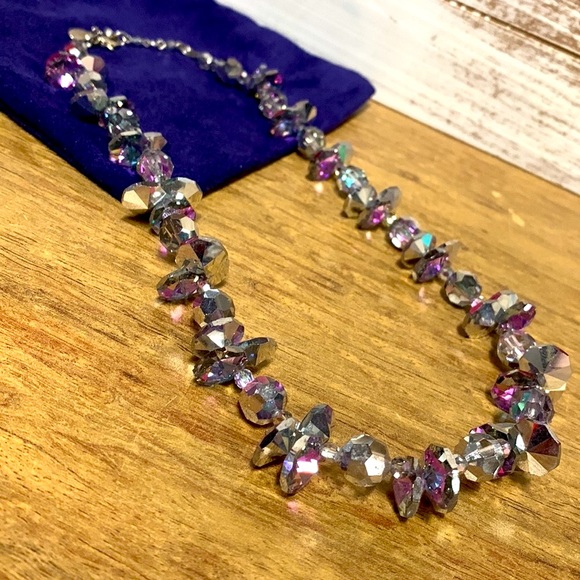 Yolanta Jewelry - Yolanta swarovski crystal iridescent purple stranded bead necklace